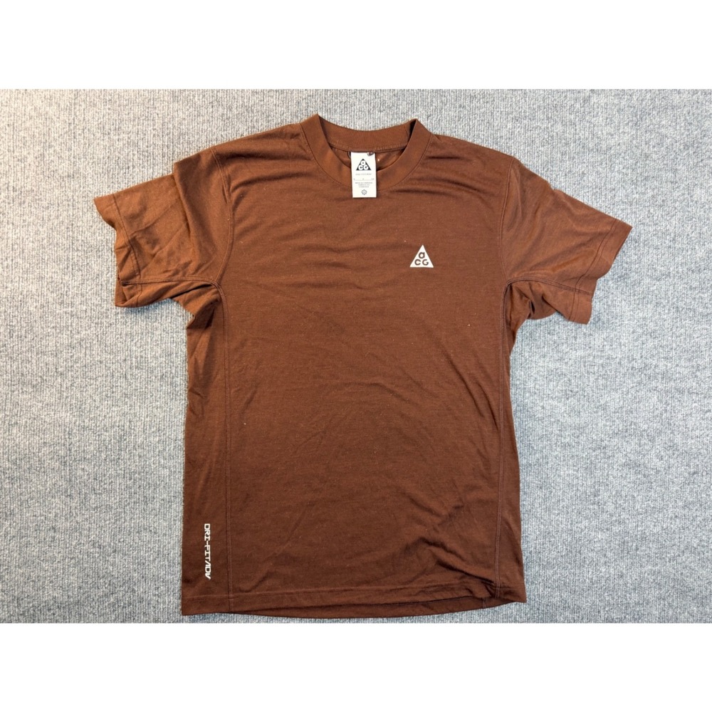 Nike ACG Dri-FIT ADV Shirt Mens Small Brown Tactical Hiking Graphic Tee Sport S
